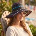 Wide Brim Toyo Straw Accent w/ Colorful Ribbons - Black - HT-8213BK